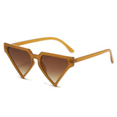 (6 PACK) Wholesale Sunglasses New Arrival Fashion Unique Hip Hop Triangle Jelly 2025 - BulkSunglassesWholesale.com - Clear Tea Frame Gradient Tea Lens